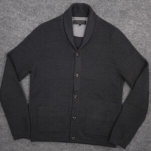 Rag & Bone Cardigan Sweater Mens XL Gray Merino Wool Shawl Collar Pockets Preppy
